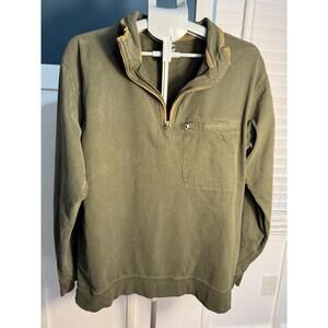 Cabela's 1/4 Zip Pullover Olive Green Men's 100% Cotton Sweatshirt Size Large